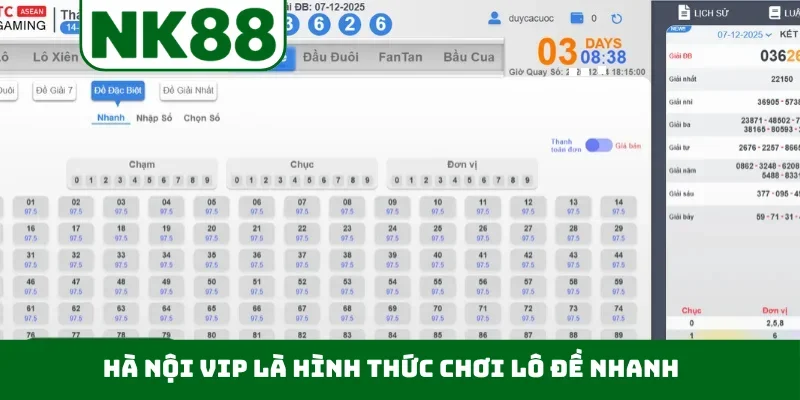 Hà Nội VIP là hình thức chơi lô đề nhanh