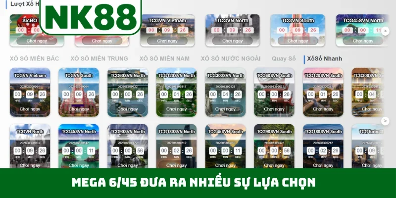 Mega 6/45 đưa ra nhiều sự lựa chọn