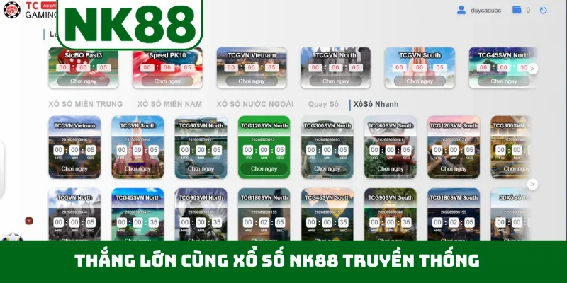 Thắng lớn cùng xổ số NK88 truyền thống