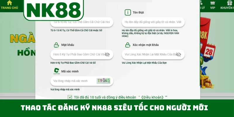 Thao tác đăng ký NK88 siêu tốc cho người mới